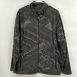 Eddie Bauer Fleece Full Zip‎ Jacket Women's 2XL Gray Geometric Print Warm
